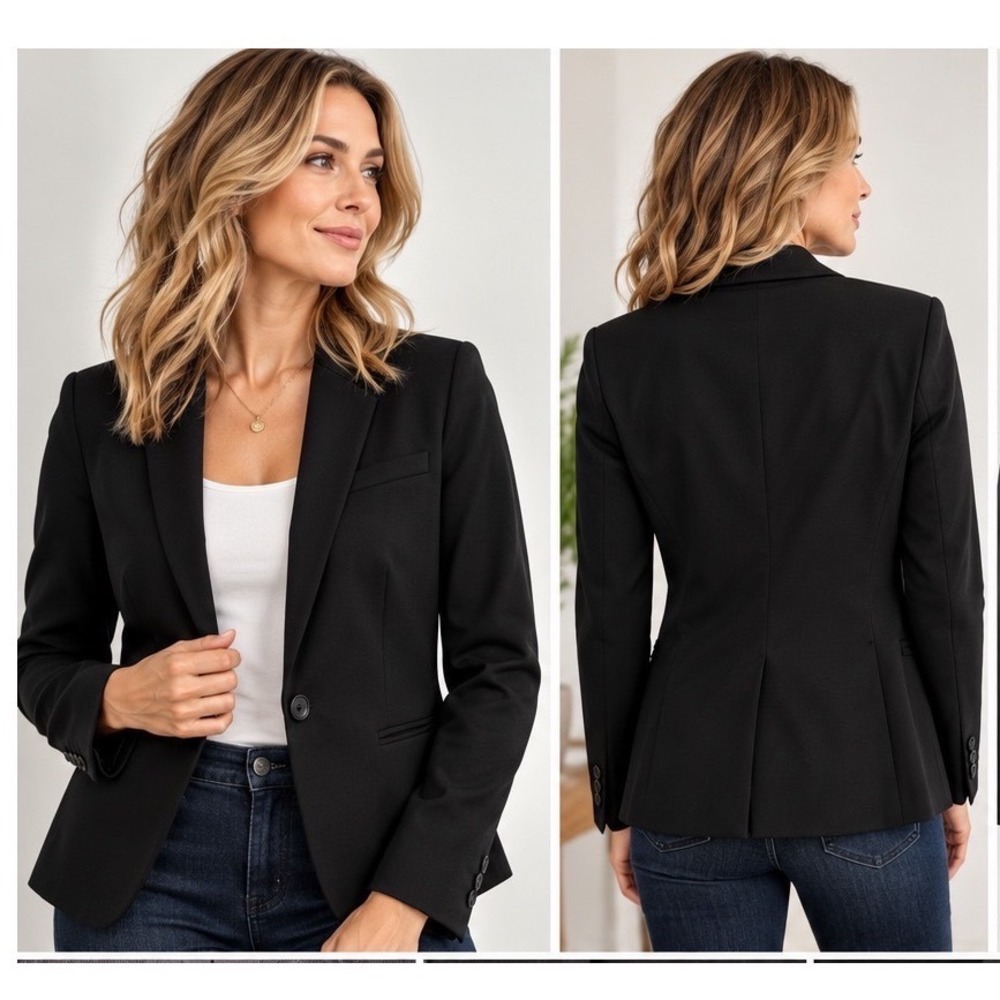 Banana Republic Factory Black Single Button Blazer Petite 12P NWT 554556-00-1